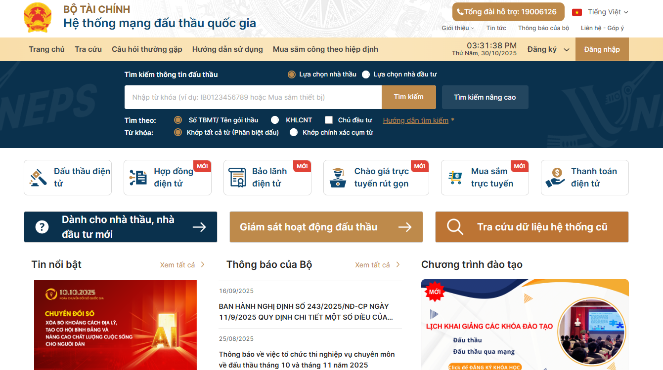 Quy định đăng tải thông tin đấu thầu lựa chọn nhà đầu tư trên Hệ thống mạng đấu thầu quốc gia